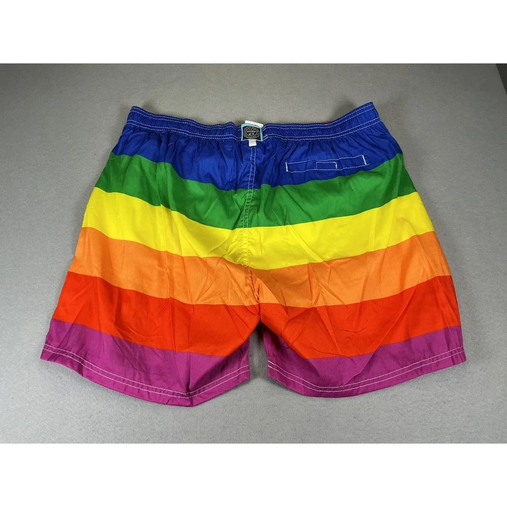 Exist Swim Men's Pride Rainbow Striped Swim Trunks Board Shorts XXL NWT